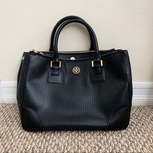 Tory Burch laser cut black tote
